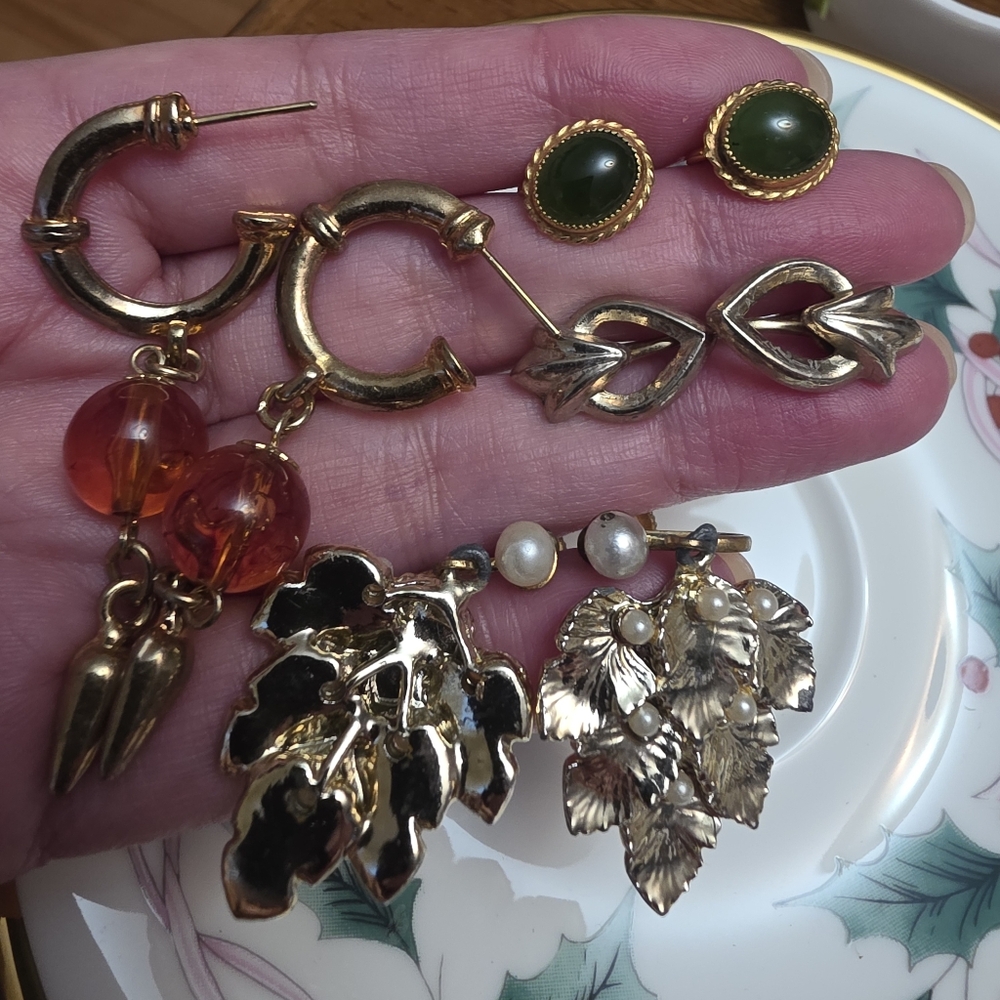 Vintage Earrings Gold And Silver Toned Earring Lot Bundle - Picture 10 of 15